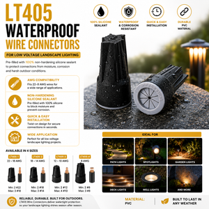 LT405C Waterproof Wire Connector for Low Voltage Landscape Lighting (Medium)
