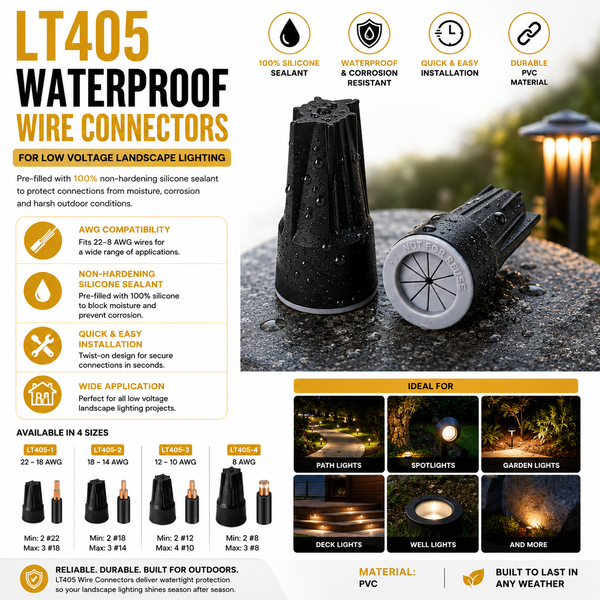 LT405C Waterproof Wire Connector for Low Voltage Landscape Lighting (Medium)
