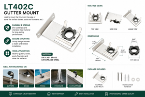 LT402C Die-Cast Brass & Stainless Steel Gutter Mount for Landscape Lighting